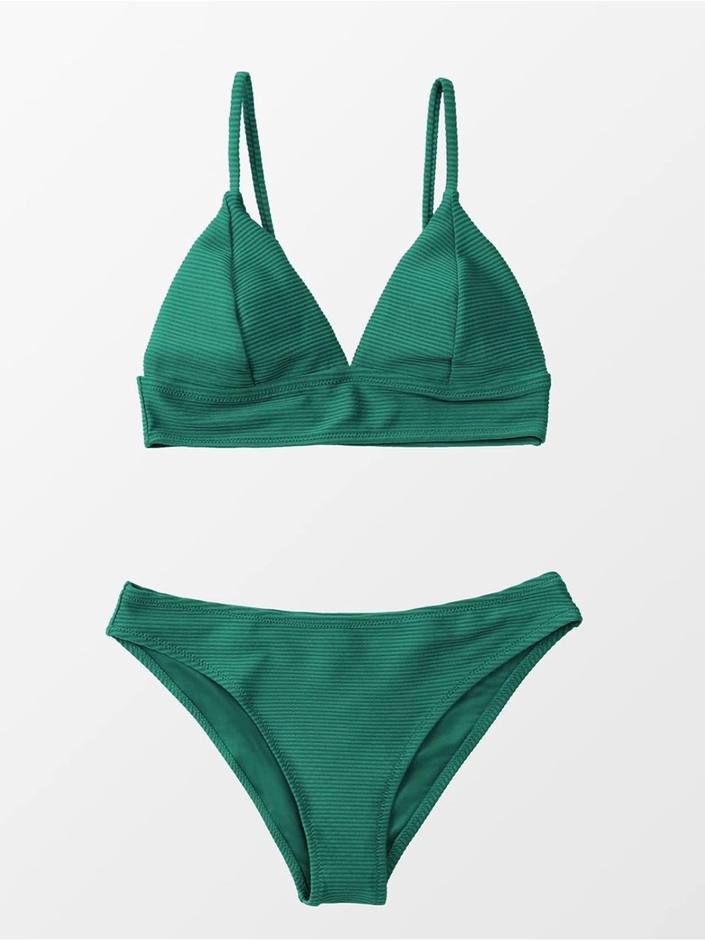 Cupshe Green Ribbed Triangle Bikini Set - Picture 3 of 4
